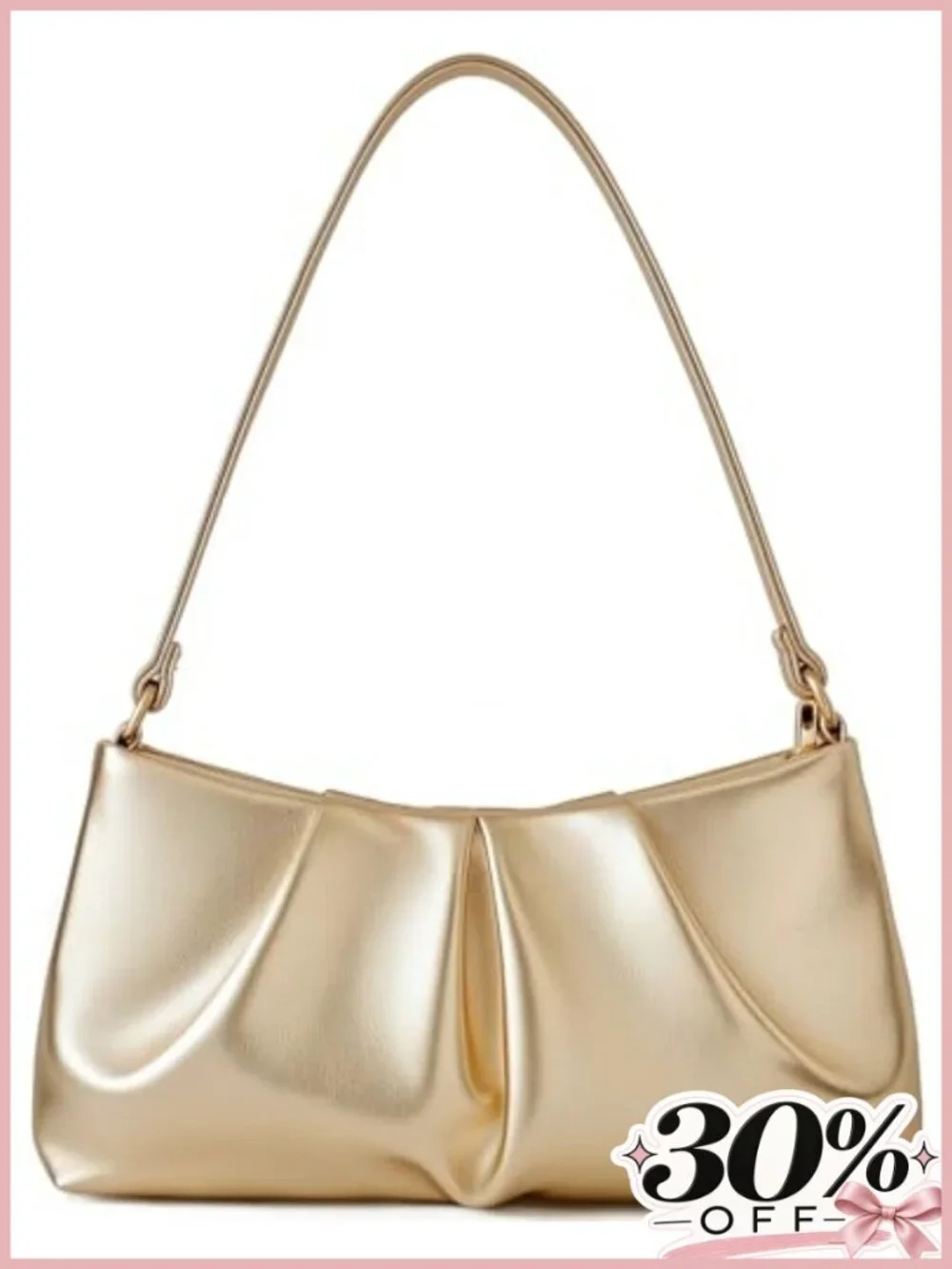 PU Leather Ruched Evening Bag Clutch Purse with Detachable Crossbody Strap